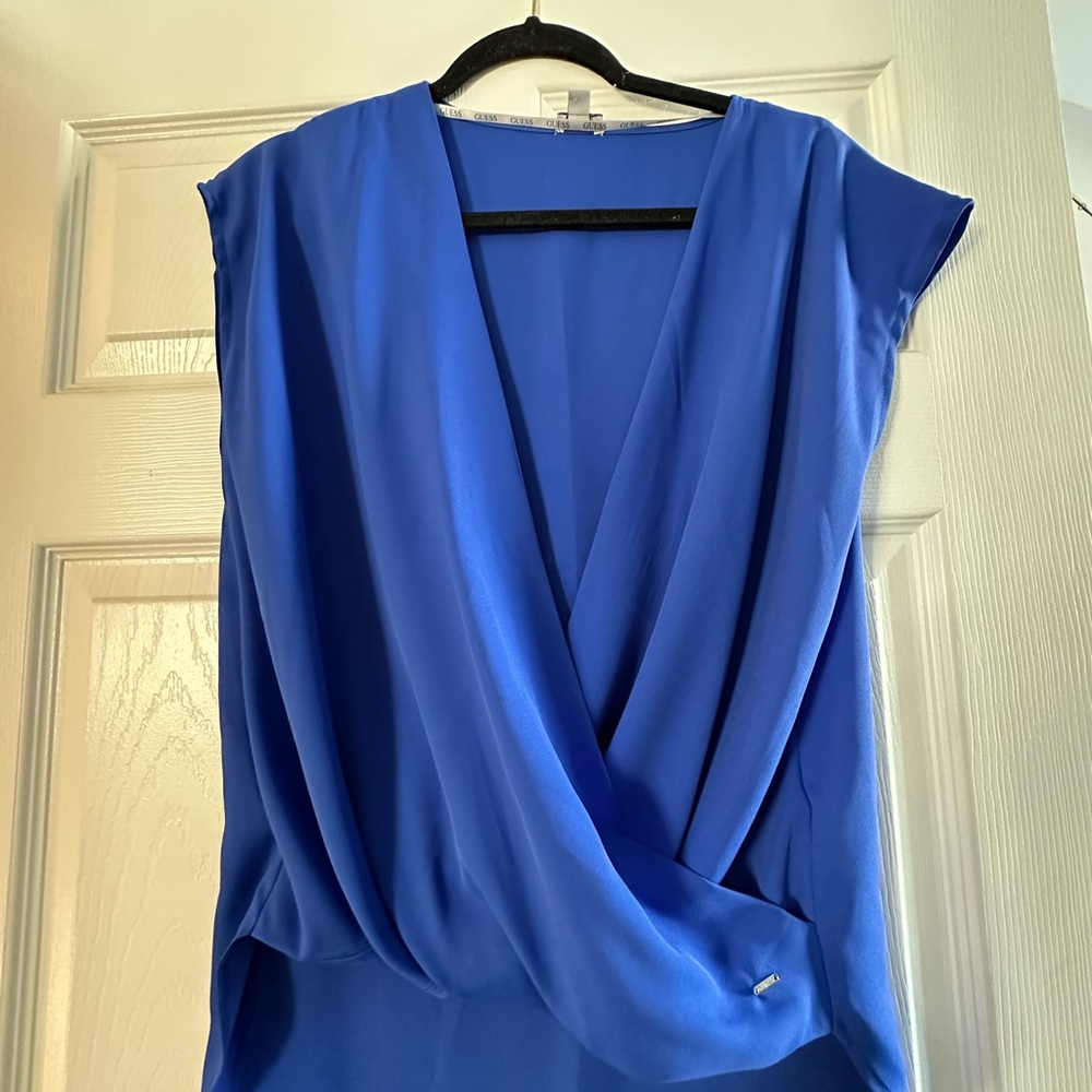 Guess Royal Blue Draped Blouse